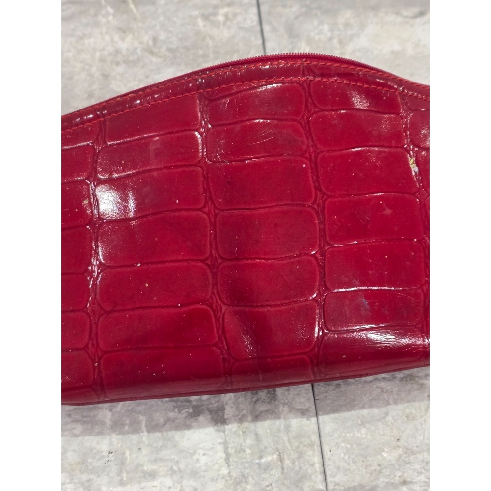 Givenchy Paris Medium Red Croc-Embossed Leather Pouch 7" x 4.5" - Picture 8 of 11